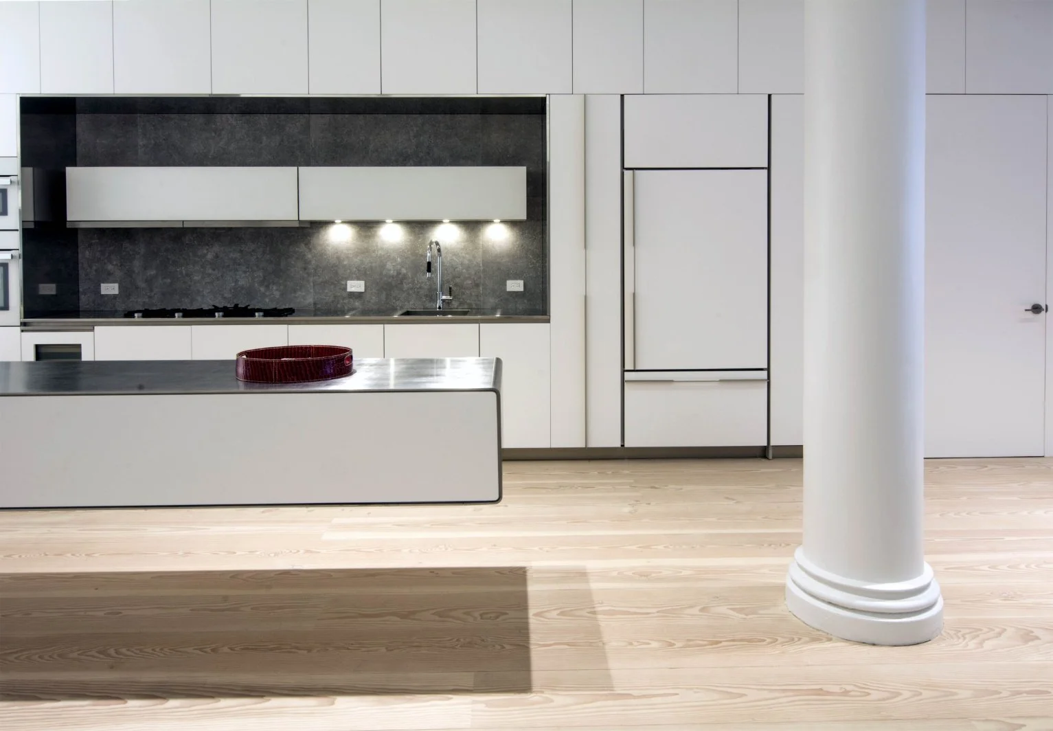 Custom metal kitchen table in interior